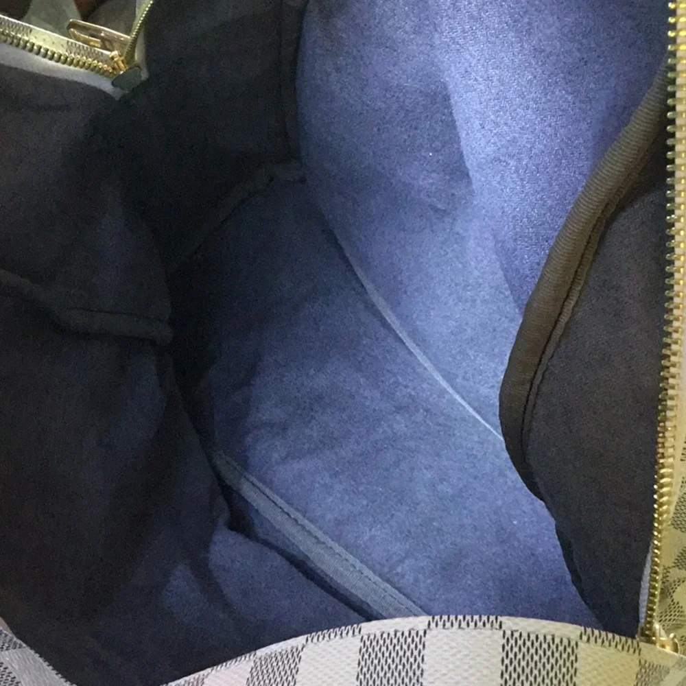 Louis Vuitton Cream and Black Checkerboard Backpack with Gold Plate